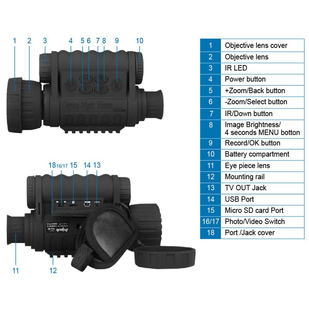 6x50mm HD Hunting Night Vision Scope Digital Optical Infrared